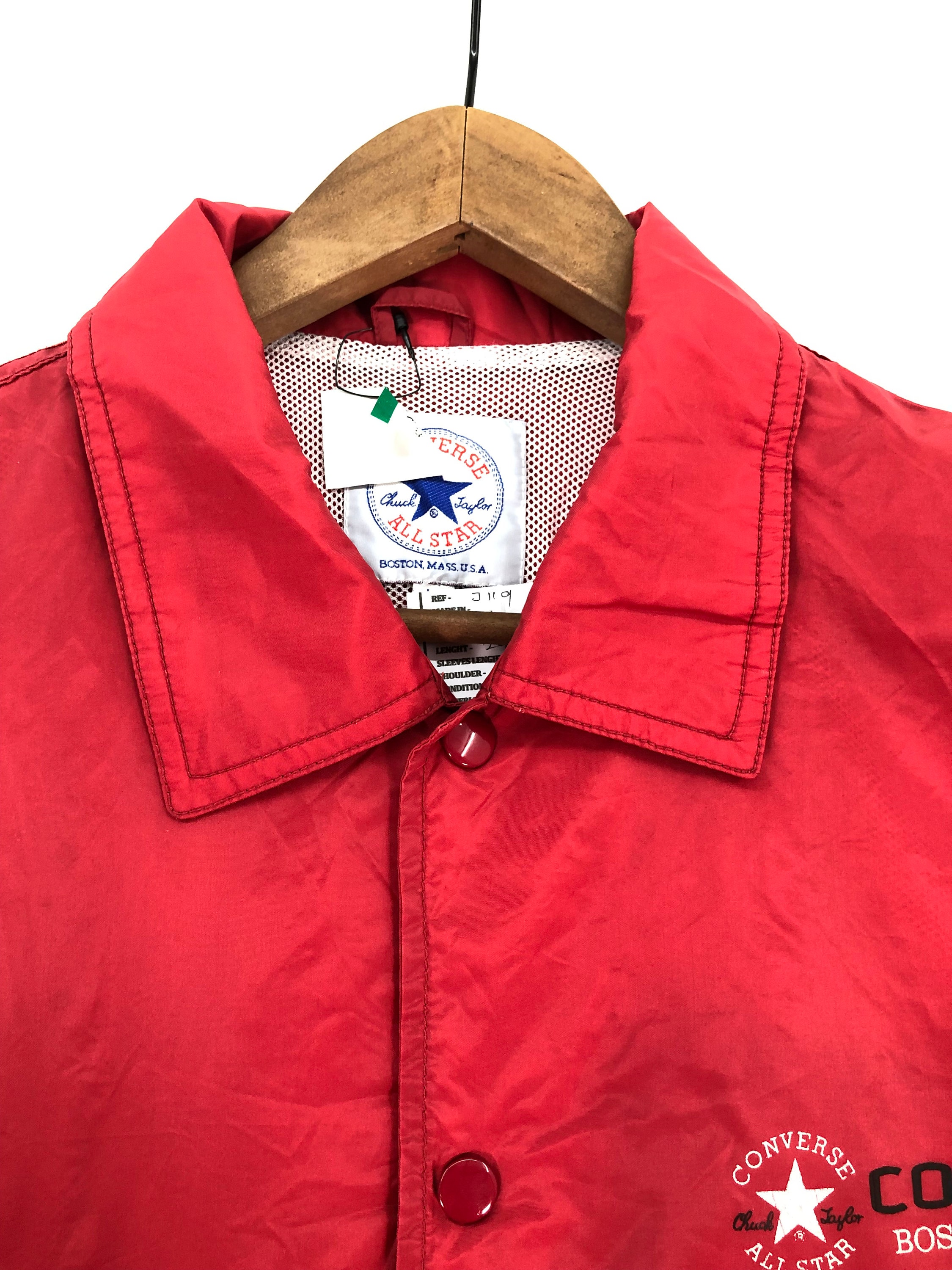 Vintage Converse Boston Mass Windbreaker Jacket Snap Button Red