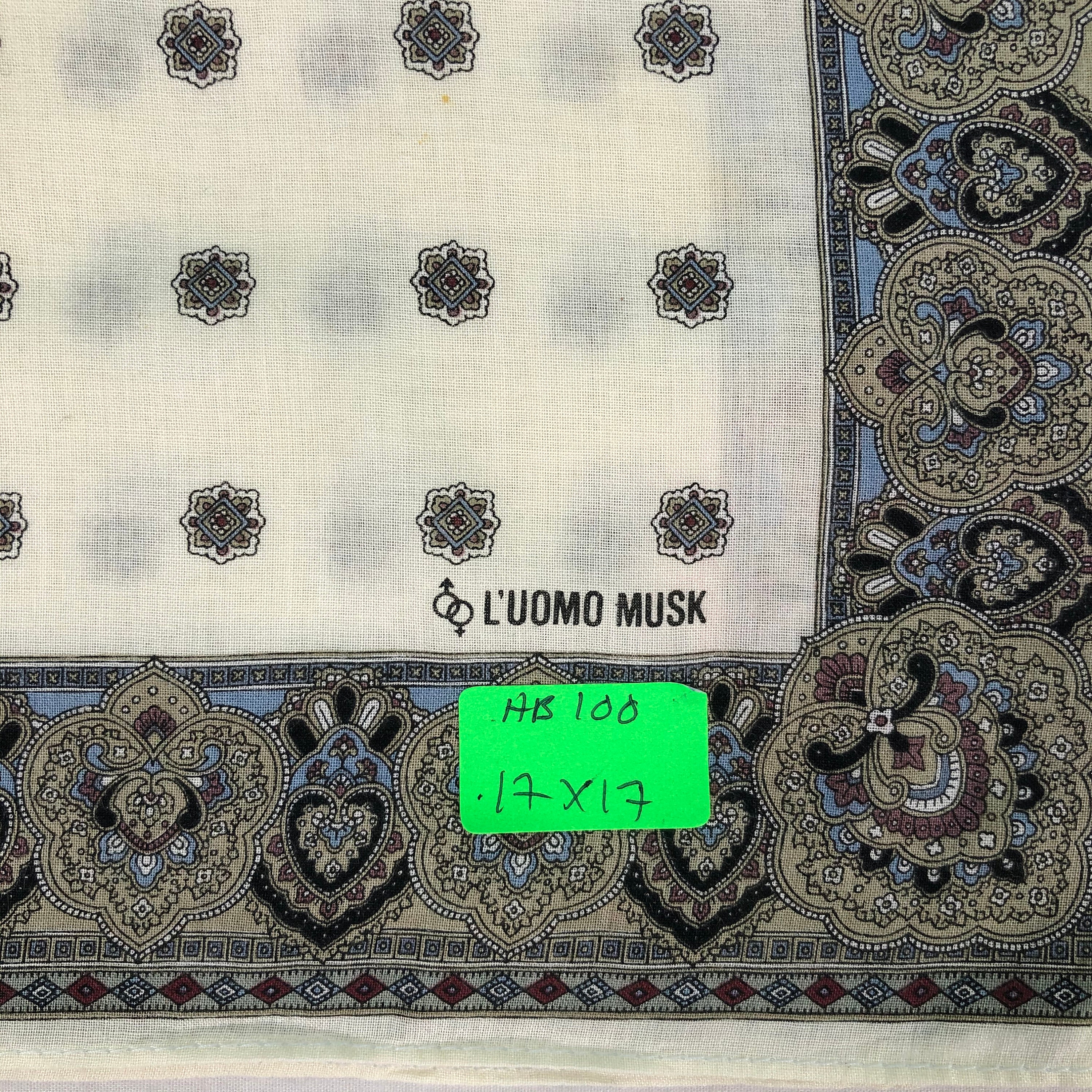 L’uomo musk Vintage Luomo Musk Handkerchief Neckerchief Hanky Cotton