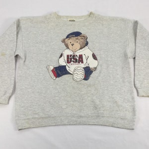 Vintage 90s Bear Usa Graphic  Women Sweatshirt , Bear sweatshirt, Bear crewneck , Bear Art , Women sweatshirt cute , Size L