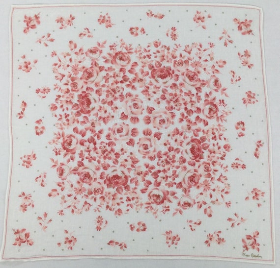 Vintage Pierre Cardin Flowers Handkerchief Floral Neckerchief Pocket Square  Designer Hanky Luxury Gift Men Women