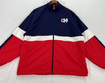 Vintage Fila Red Windbreaker Jacket: Retro Streetwear, Men's Size L