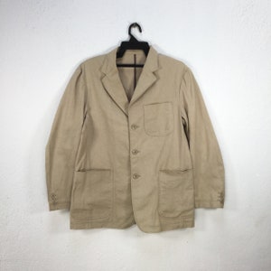 Vintage KENSHO ABE  Blazer Cotton Brown Jacket Workwear Casual Wear Designer Size L