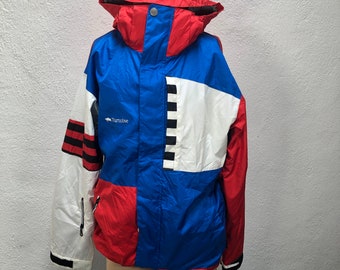 Vintage Turtoise Color Block Windbreaker Jacket Multi Colour Zipper Jacket Sports Streetwear Retro Design jacket  Unisex Size M