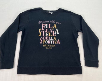 Vintage Fila mujeres Crewneck sudadera Fila La Stella Jersey suéter ropa deportiva azul mujeres tamaño L