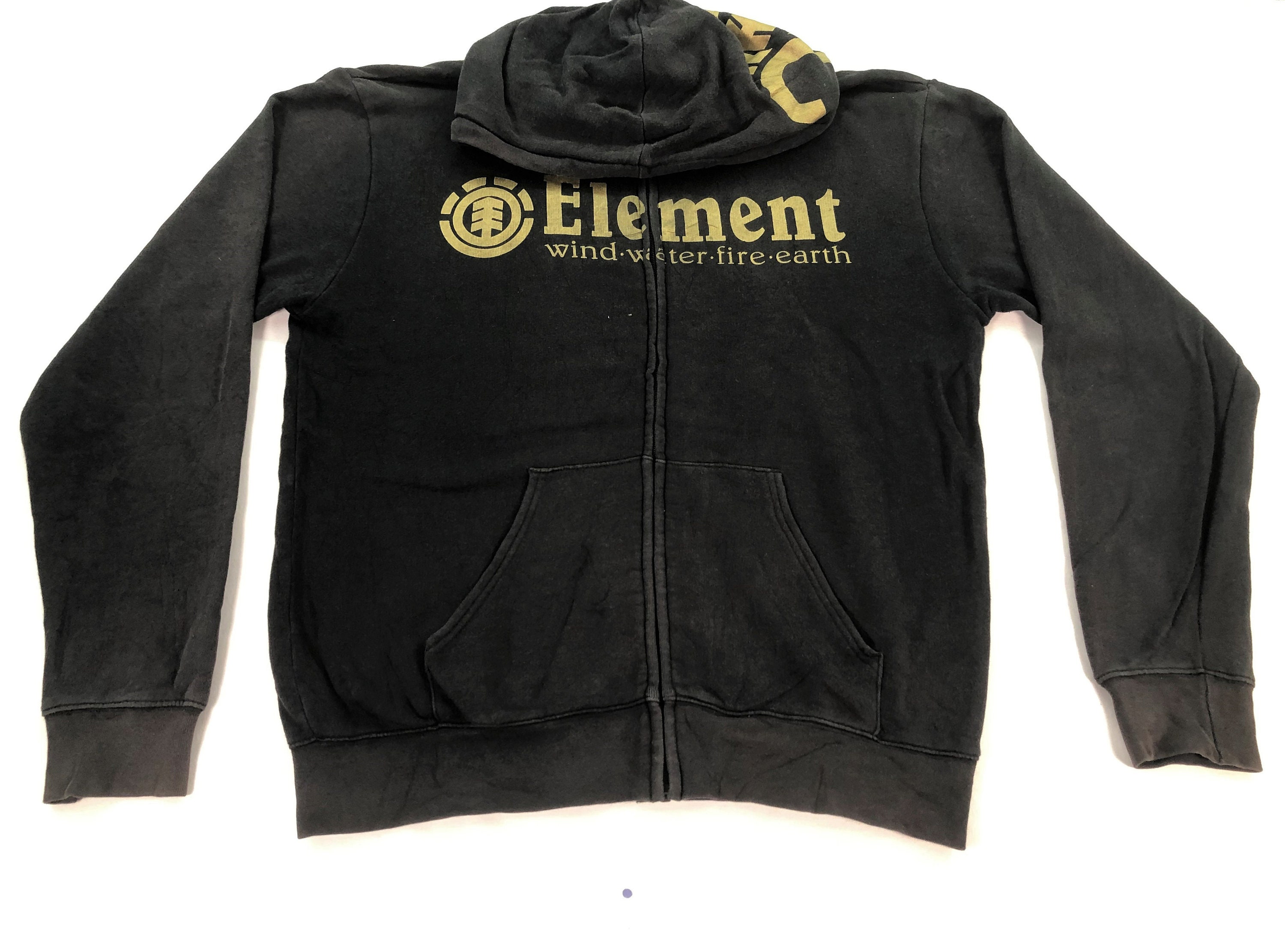 Vintage Element Zipper Hoodie Sweatshirt Medium Faded Black Vintage Element Zipper Hoodie Sweatshirt Medium Faded Black