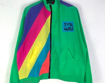Vintage JAM'S WORLD Windbreaker Jacket Colour Block Streetwear Retro 90’s size S