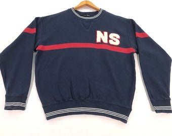 Sudadera deportiva Nicole azul con cuello redondo / Logotipo bordado / Talla S