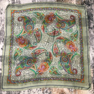 Vintage Italian Paisley Scarf Floral Neck scarf Neckwear Head Scarf Shawl Wrap  Designer Scarf Luxury Casual Classic Elegant
