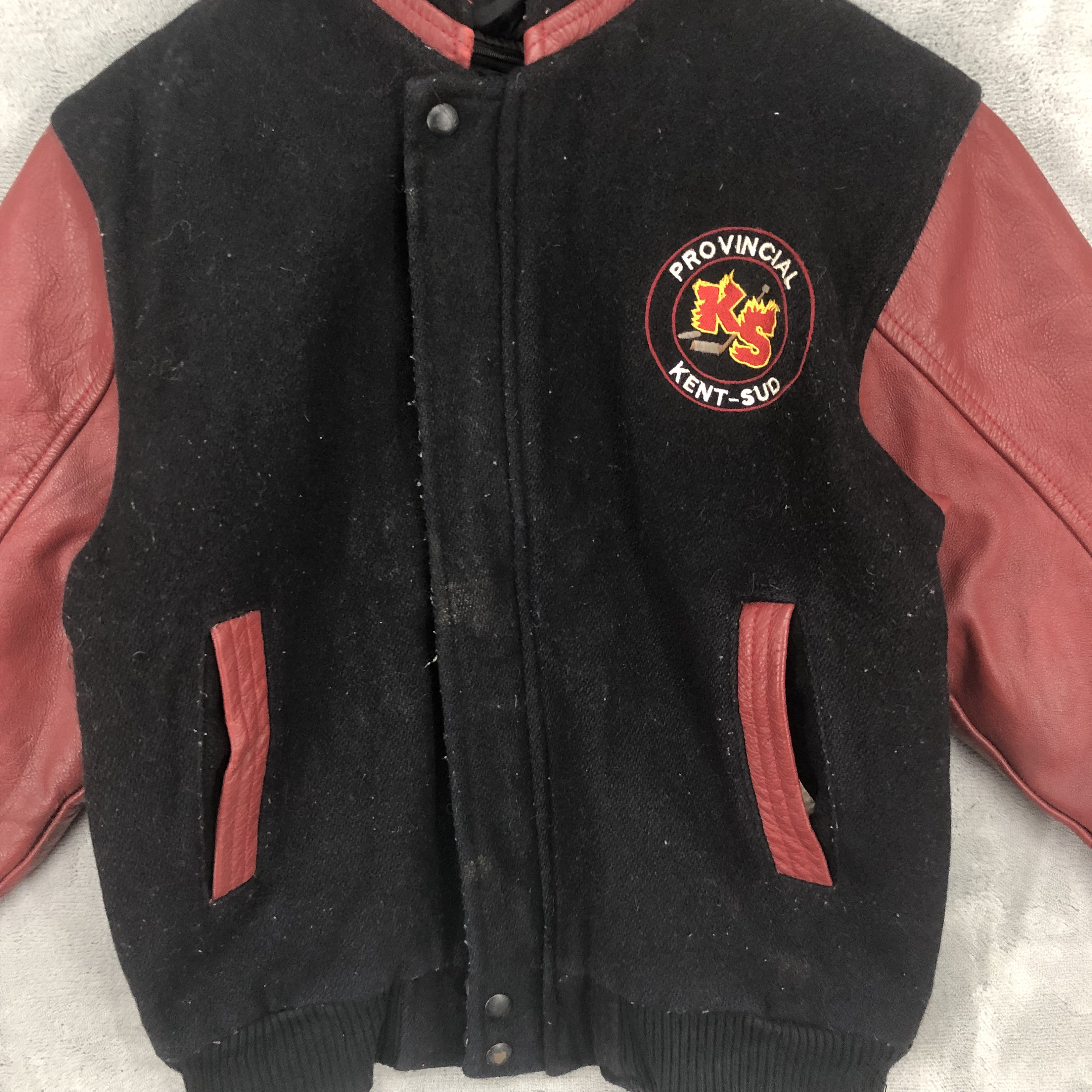 Vintage 90s Canada Sportswear Wool Leather Varsity Jacket Youth XL