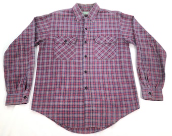 Vintage 90's Sugar Cane Flannel Shirt Plaid Button Down Retro Workwear Size M