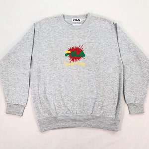 Vintage Fila Sweatshirt Fila Crewneck Fila Sweater Embroidery Logo Streetwear Retro Gray Men Women Size M