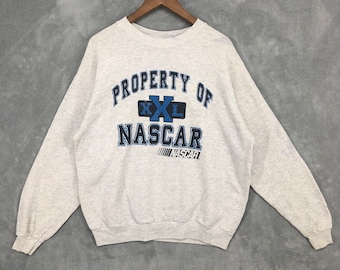 Vintage NASCAR Sweatshirt: Gray Racing Crewneck (Size L)