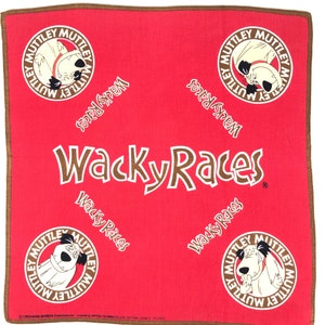 Pañuelo vintage de los años 90 de Wacky Races, pañuelo de Patán, pañuelo de Hanna Barbera, pañuelo de dibujos animados, regalo para hombres y mujeres