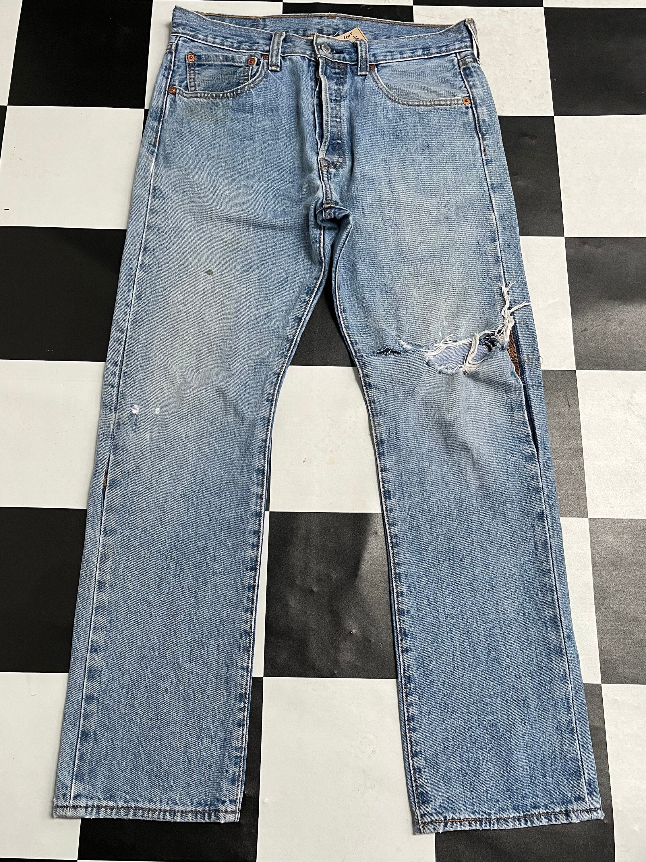 Vintage Levis 501 Ripped Jeans Light Wash Jeans Blue Men - Etsy Denmark