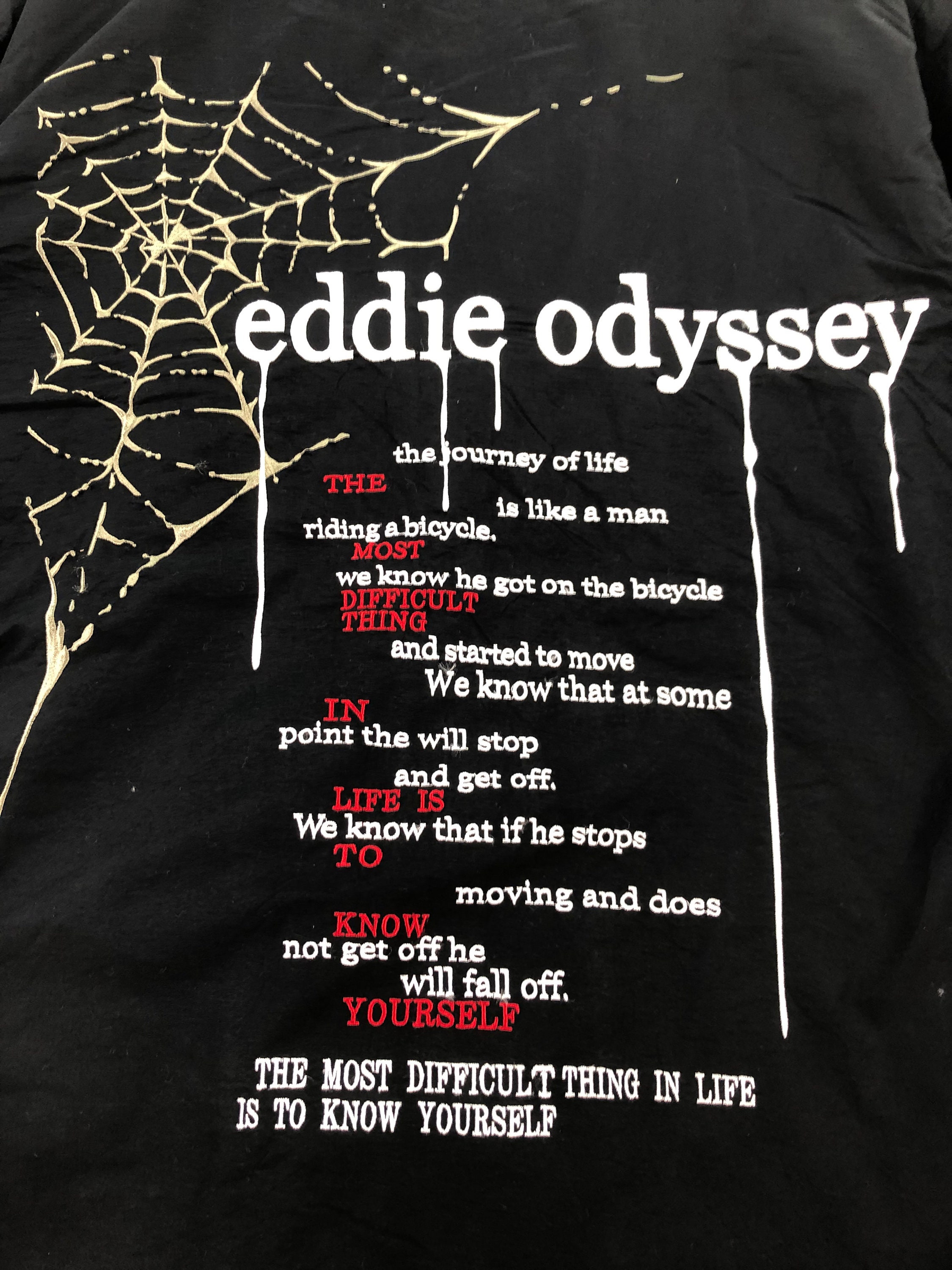 Vintage Eddie Odyssey Black Jacket: Spiderweb Embroidered Japanese 