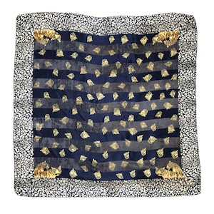 Vintage Silk Scarf: Tiger Leopard Print Shawl, 38 inch