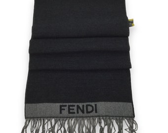 Vintage Fendi lana bufanda silenciador Fendi cuello bufanda cuello calentador auténtico diseñador bufandas hechas en Italia lujo hombres mujeres