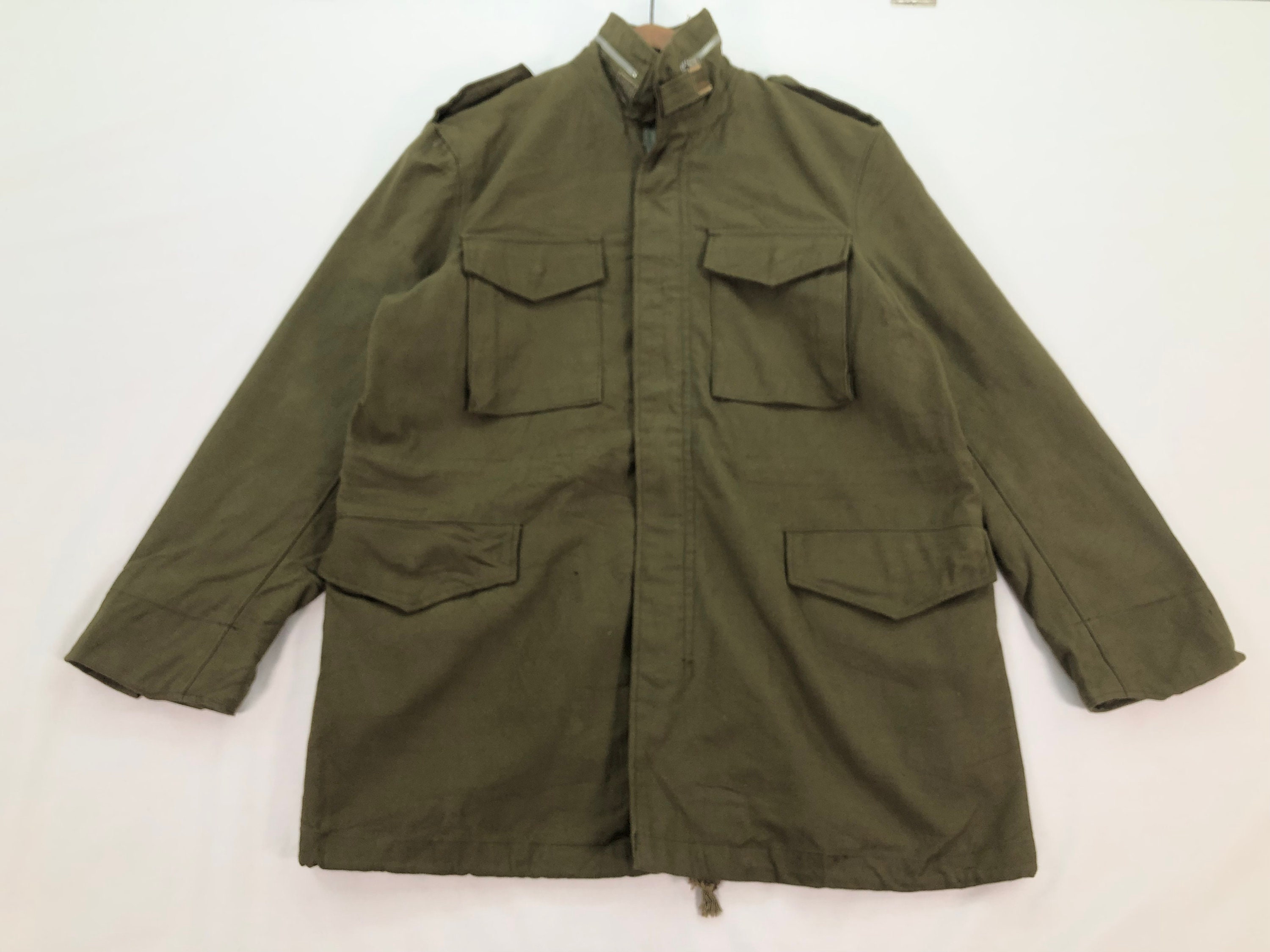 Vintage Military Green Field Jacket Army Zipper Tactical