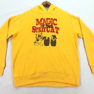 Vintage Magic Of The Stray Cat Sweatshirt Hoodie Cat Pullover Sweater Yellow Hoodie Cat Art Artistic Gifts Size S