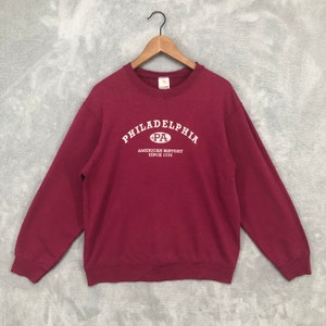Vintage Philadelphia Rot Crewneck Sweatshirt Medium Fruit Of Loom Pullover Pullover Lässig Retro Unisex Größe M