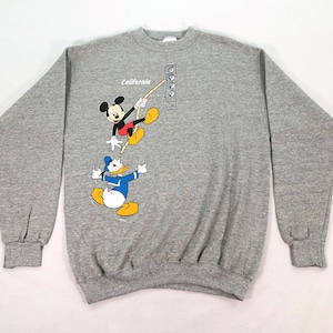 Vintage  Mickey Mouse Sweatshirt Disney Mickey Mouse Crewneck Gray Sweater Cartoon 90s Disney Donald Duck Men Women  Size M