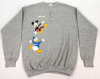 vintage Mickey Mouse sweat-shirt Disney Mickey Mouse ras du cou pull gris dessin animé des années 90 Disney Donald Duck hommes femmes taille M