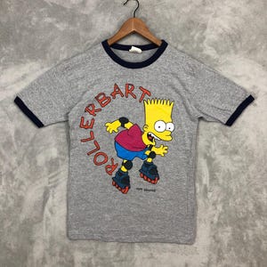 Vintage Rollerbart Bart Simpson T-shirt Medium/ 90s Cartoon / The Simpsons/ Grey Tee / Retro fashion / Size M