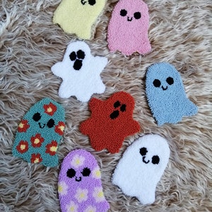 Punch Needle Coaster, Mug Rug, Tufting Cup Coaster Halloween, Ghost Table Decor
