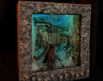 Rincón de lectura artesanal de la senda de Dimholt, sujetalibros de Aragorn, decoración LED para el hogar