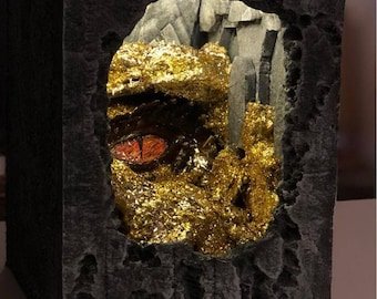 Smaug Book Nook: Handcrafted Miniature Diorama with LED Lighting