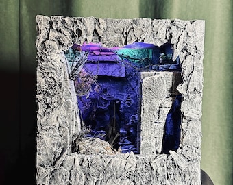 Rincón de lectura del Rey Brujo hecho a mano: Diorama LED de la Tierra Media