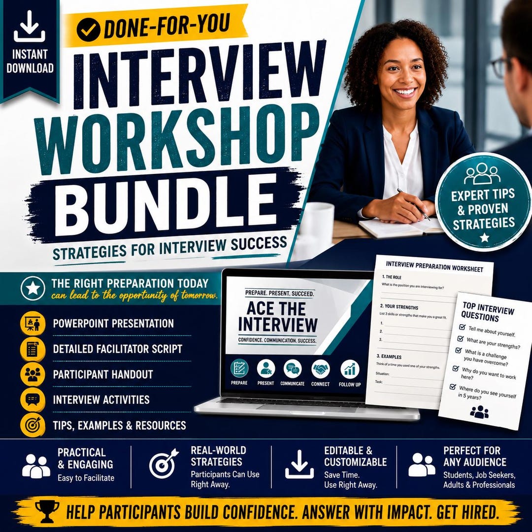 Interview Skills Workshop Bundle | Powerpoint, Script, Handout (digital ...