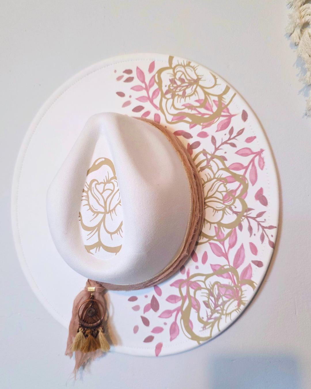 Wide Brim Fedora Sun Hat: Flower Design, Handmade - Etsy display picture 3
