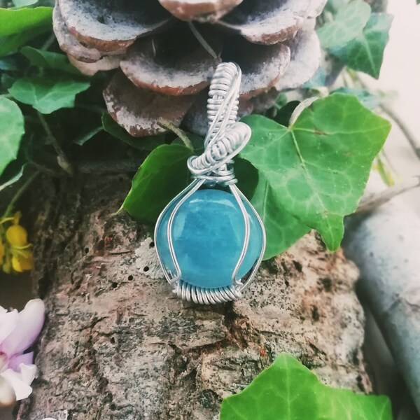 Pendentif Délicat Perle Des Mers Du Sud Et Aigue-marine - Argent 925 - Rose-Mimosa