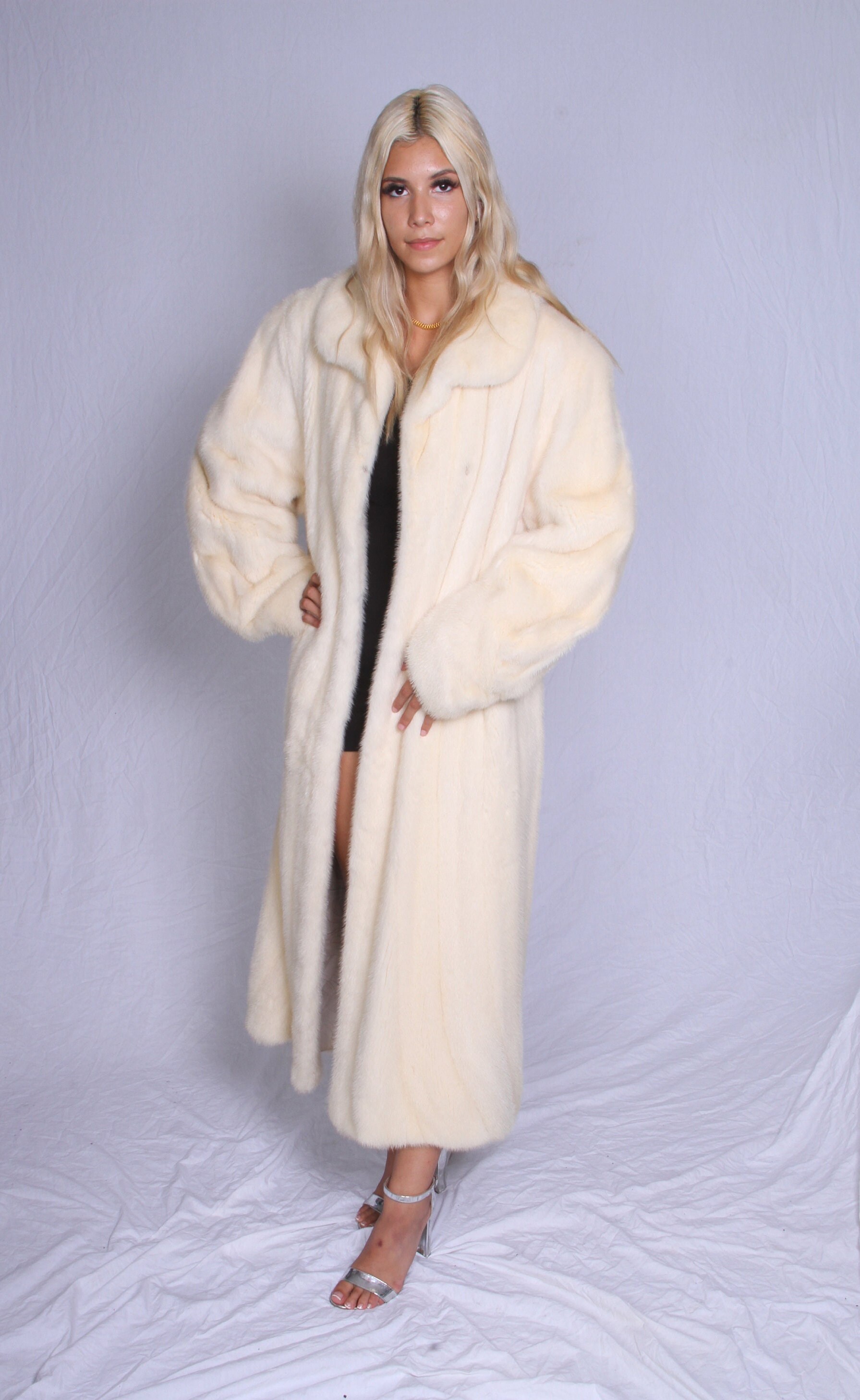 Full Length White Mink Fur Coat Etsy