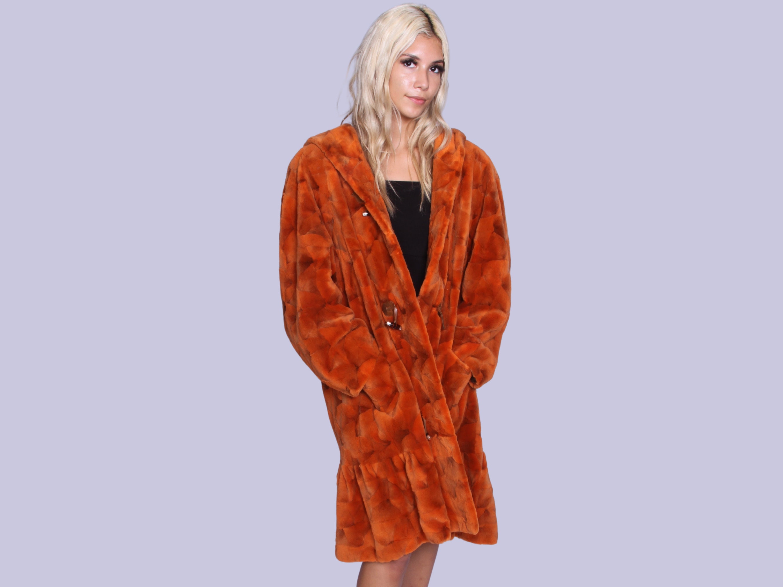 Real Orange Sheared Mink Fur Coat Etsy