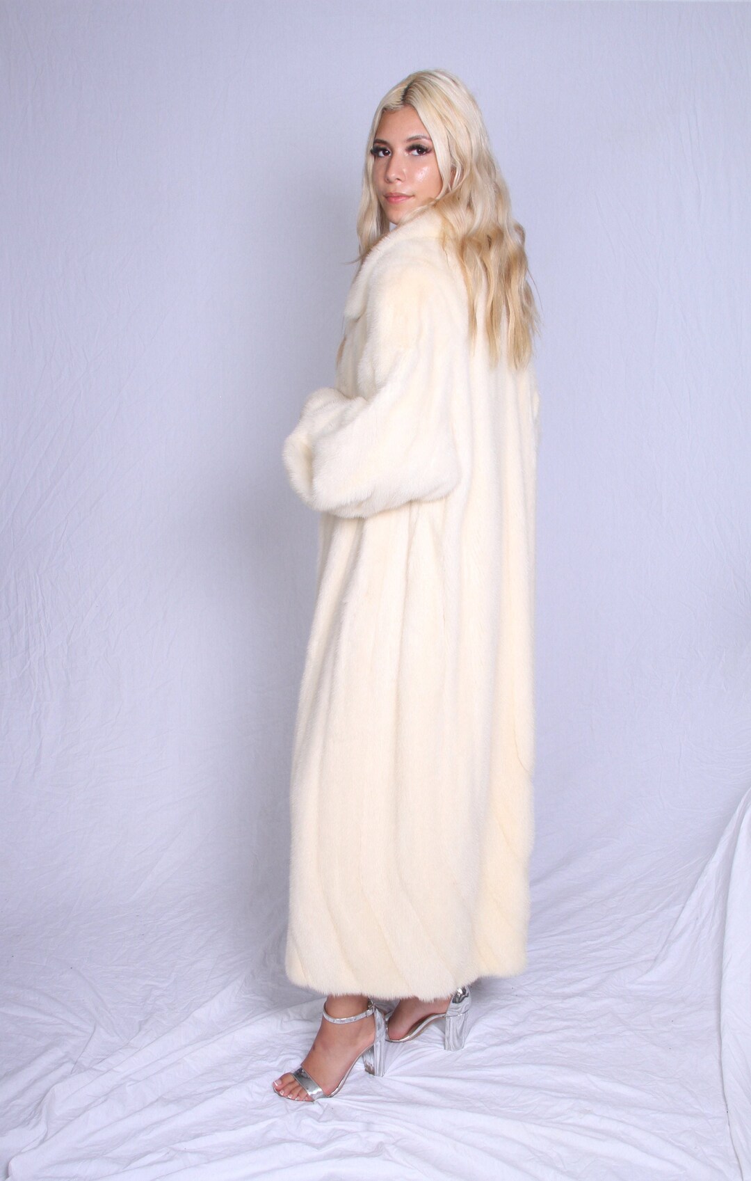 Full Length White Mink Fur Coat Etsy