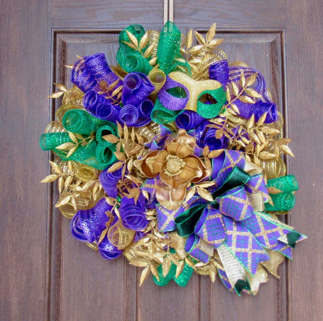 Mardi Gras Wreath, Mardi Gras Decor, Magnolia Mardi Gras Wreath, Mardi