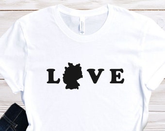 Love Germany Shirt, Germany Silhouette Map Shirt, Gift for Germany Lover, Germany Gift for Mom Dad Grandma Grandpa