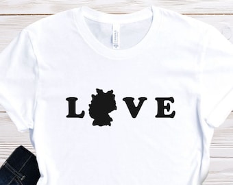 Love Germany Shirt, Germany Silhouette Map Shirt, Gift for Germany Lover, Germany Gift for Mom Dad Grandma Grandpa