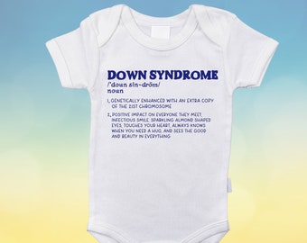 Body para bebê com a definição de Síndrome de Down, presente para recém-nascido com Trissomia 21