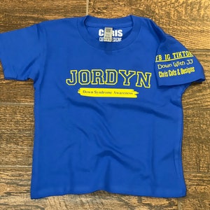 Personalized Down Syndrome Awareness Varsity Shirt , Buddy Walk Family Group Shirts, Down Syndrome Gift, Unisex Adult Toddler Youth Shirts