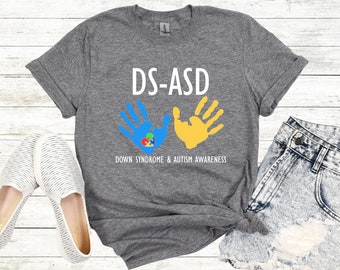 Down Syndrome Autism Dual Diagnosis Awareness Shirt, DS-ASD Awareness Shirt in Adult Youth and Toddler Unisex Sizes