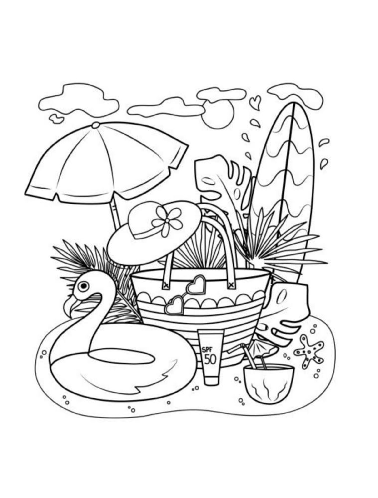 Summer/outdoor Themed Coloring Pages for Kids, Printable Coloring Pages