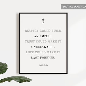ATOD SSC Book Quote Printable Wall Art Poster | Respect, trust, love | A touch of darkness | Scarlett St. Clair | Bookish