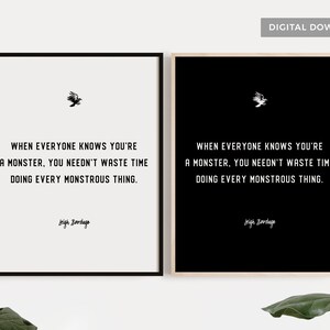 SOC pond Boek Quote Afdrukbare Wall Art Poster | Iedereen weet dat je een monster bent | Zes van Crows Series | Litterair