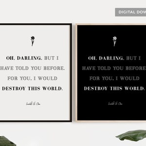 ATOM SSC Book Quote Printable Wall Art Poster | Destroy this world | A touch of Malice | Scarlett St. Clair | Bookish
