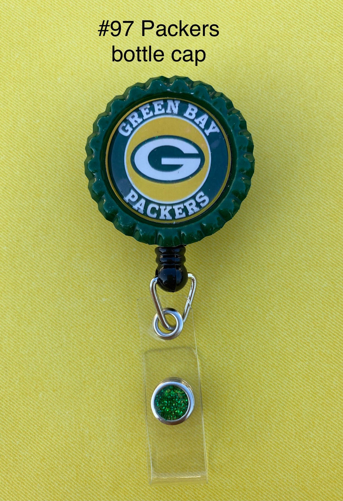 Badge reel ID holder retractable bottle cap Green Bay Packers Etsy