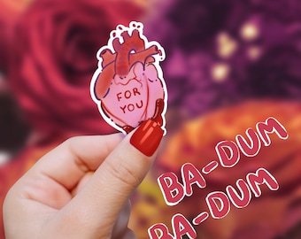 My Heart! 3" vinyl sticker in matte or glossy. Bloody, Valentine, Creepy, Cute