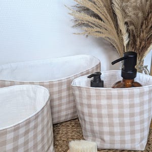 Individuell gestaltbarer Baby-Aufbewahrungskorb, Stoffkorb – Vichy-Muster – Ideal für den Wickeltisch, Windeln, Tücher und mehr!